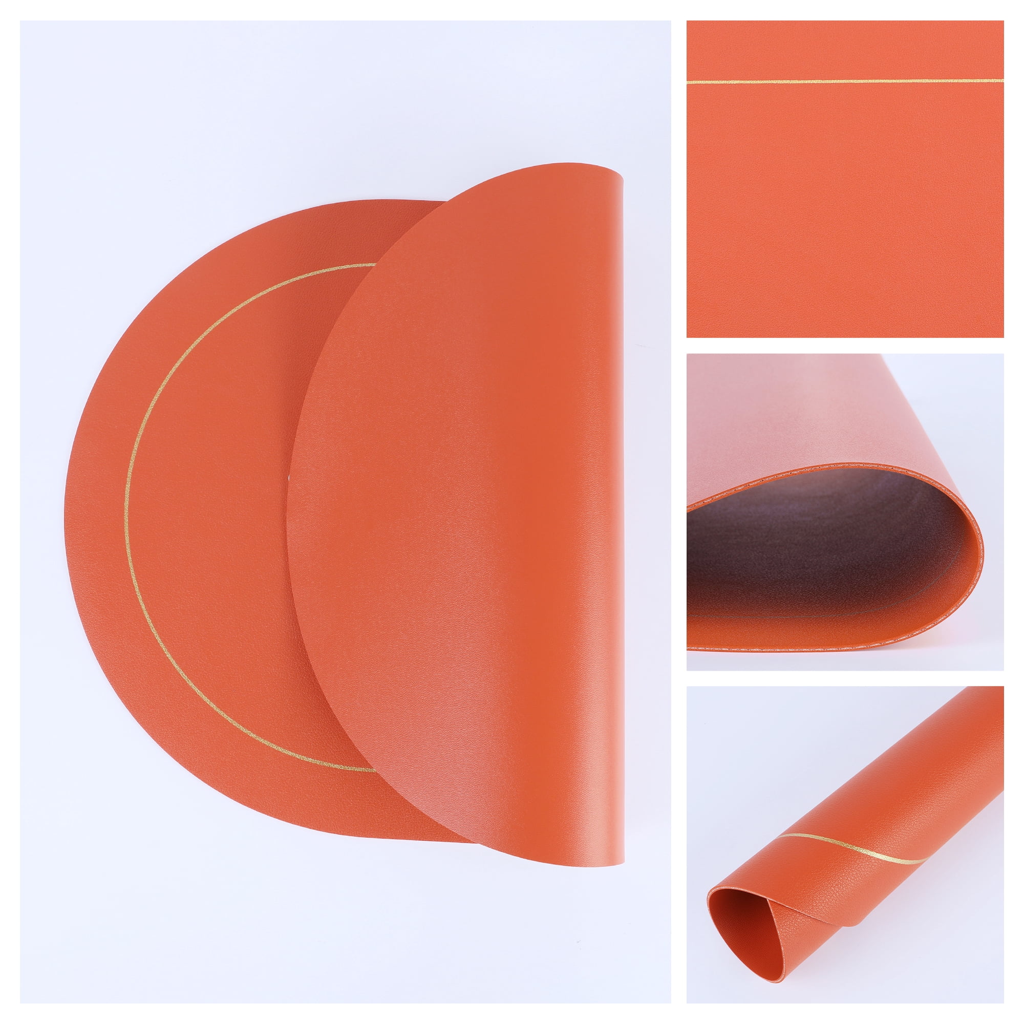 Unique Bargains Set of 6 Faux Leather Placemats Orange