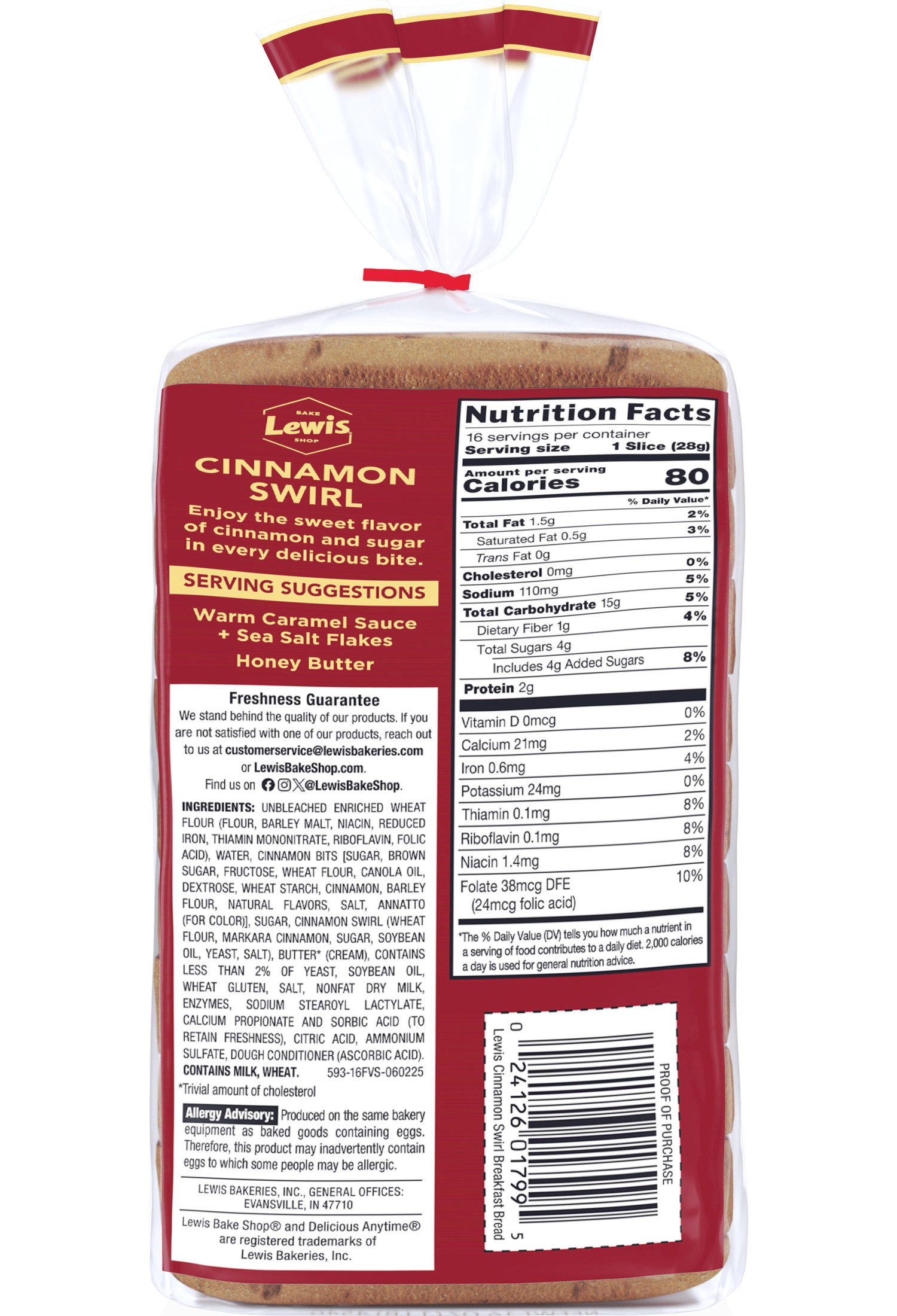 Lewis Bake Shop Cinnamon Swirl Bread, 16 oz