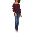 thumbnail image 3 of Women's Off-The-Shoulder Tiered-Sleeve Blouse Crisp Merlot S, 3 of 5