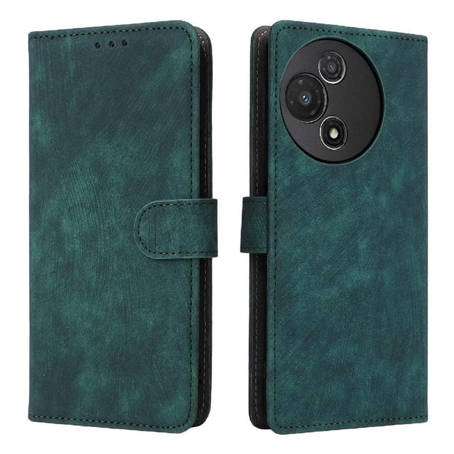 Phone Wallet Case for TCL 60R 5G with Stand - Leather Folio Cover & Card Slots Green