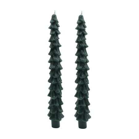 My Texas House Christmas Tree Shape 11" Taper Candles, Unscented, Green, 2 Count