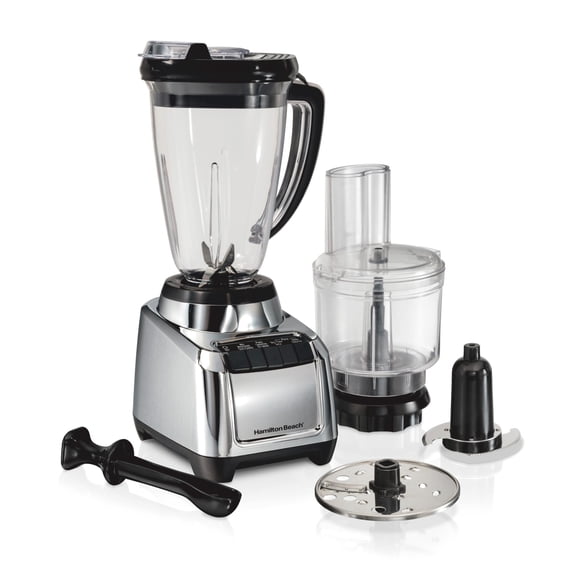 Licuadora Hamilton Beach 2 en 1 4 Velocidades 700 W 1.2 L Mod. 53520J Color Negro con Procesador de Amlimentos