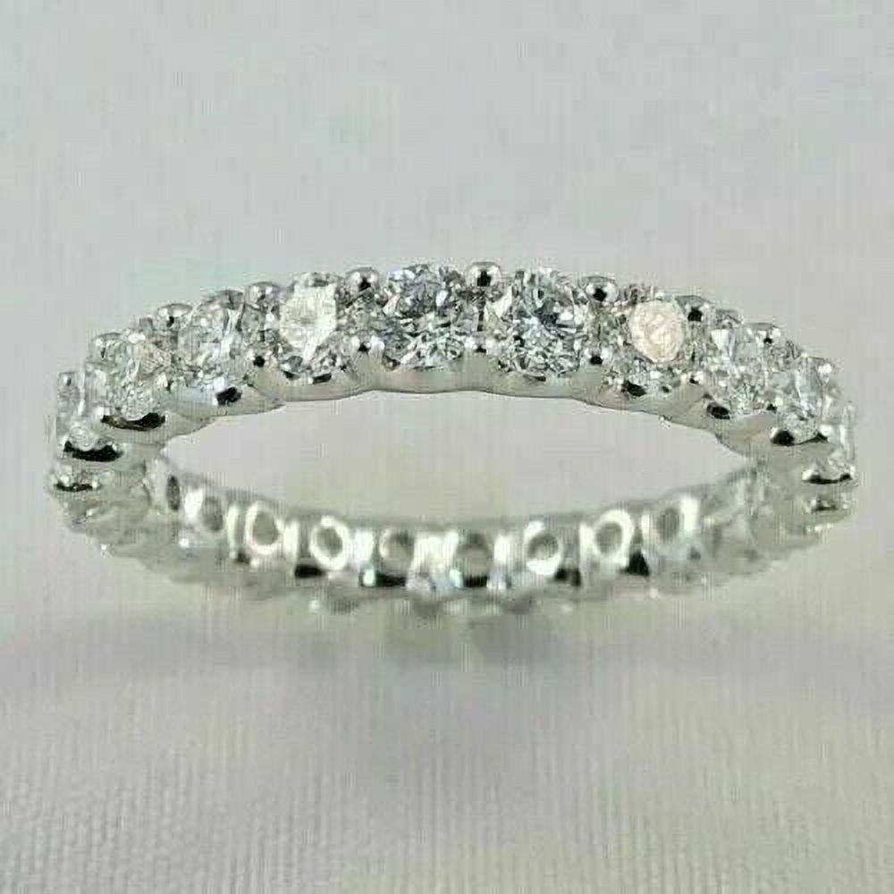 2Ct Round Lab Created Diamond Eternity Wedding Band Ring 14K White Gold Plated