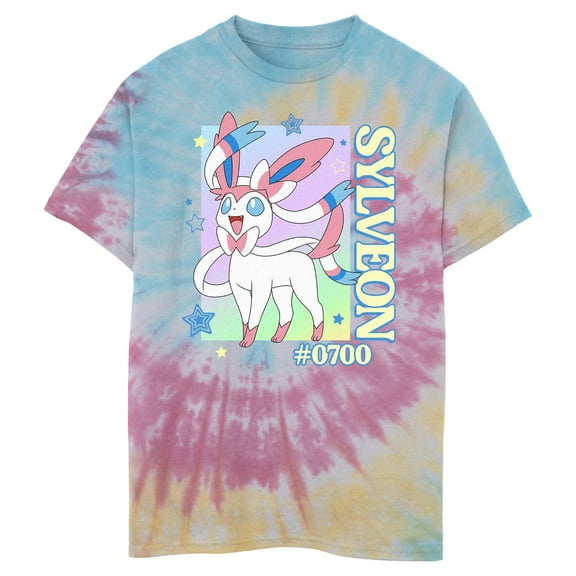 Boy's Pokemon Colorful Sylveon Stars Graphic T-Shirt