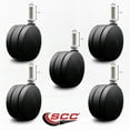 thumbnail image 2 of 4 Inch Extra Large Heavy Duty Twin Wheel Caster 1/2 Threaded Stem Set of 5 SCC, 2 of 2