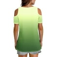 thumbnail image 4 of Summer Shirts For Women Sevevn Women's Fashionable Gradient Printed Short Sleeved V-Neck Off Shoulder T-Shirt, 4 of 6