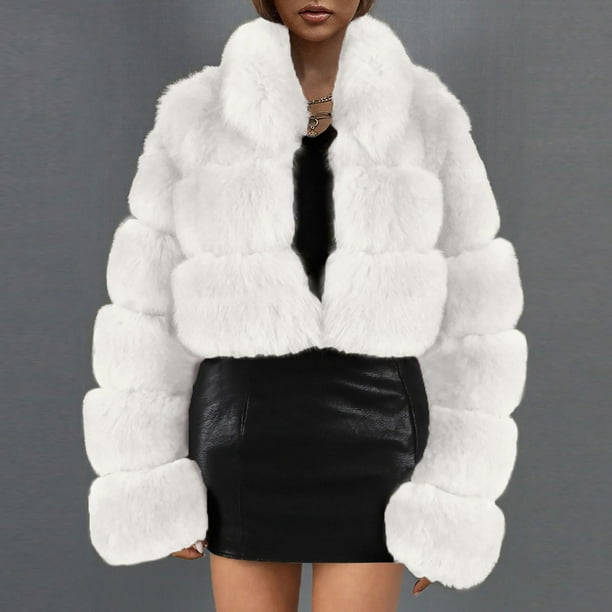 Pntutb Mujeres Damas Cálido Faux Furry Coat Chaqueta Invierno Sólido Cuello en V Prendas de abrigo Flash Picks Pntutb Pntutb-6927