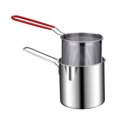 thumbnail image 1 of Stainless Steel Fryer Pan, Safe Optimized Design  Easy Cleaning Fryer Pan Rustproof Long Handle with Strainer for Kitchen, 1 of 7