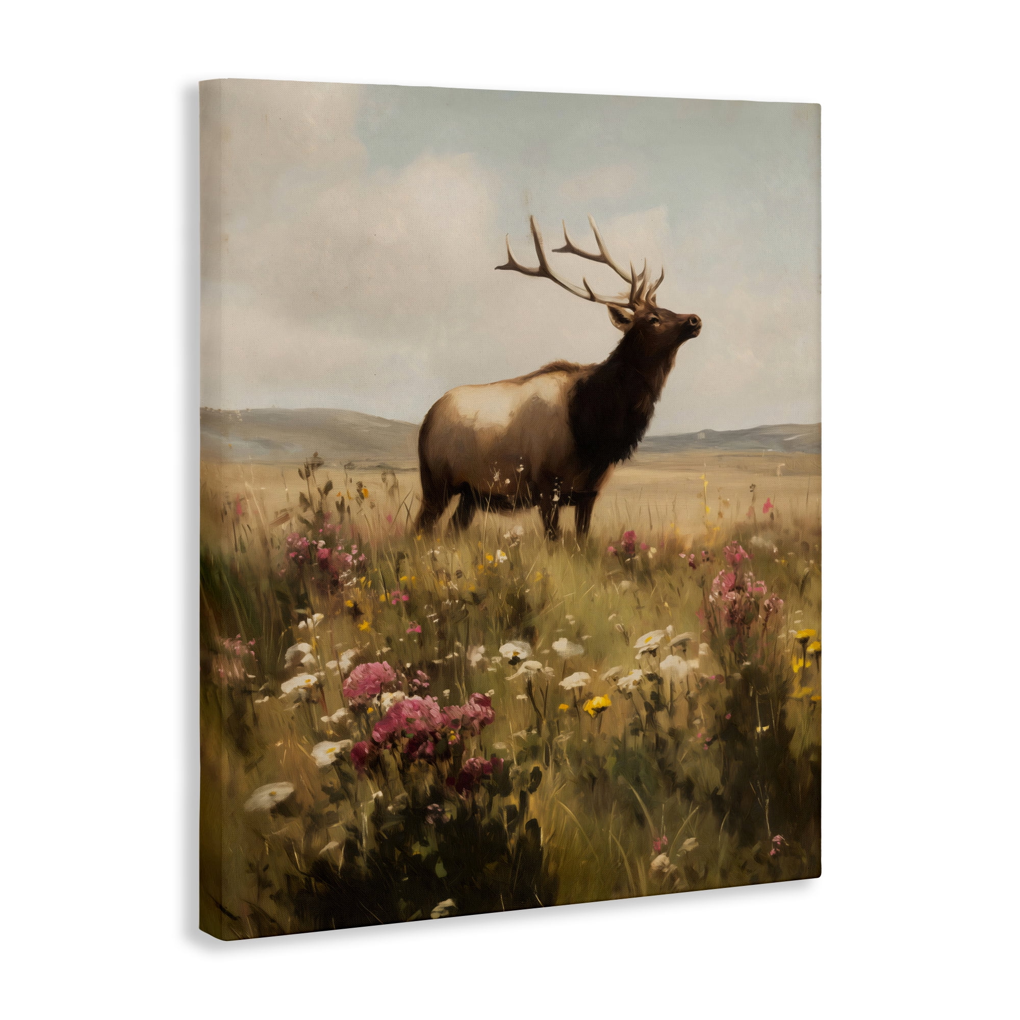 Stupell Industries Elk in the Wildflower Meadow Canvas Wall Art, design by Arlington Prints