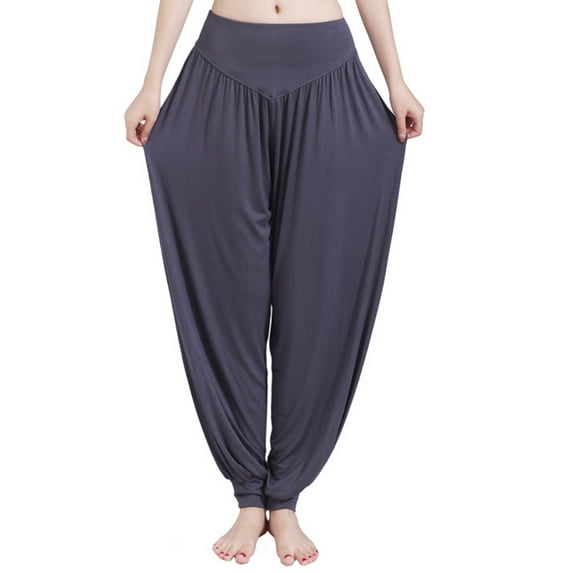 Glonme Women Trousers High Waist Harem Pants Indian Hippie Pant Fitness Lounge Bottoms Loose Straight Leg Loungewear Dark Gray XL