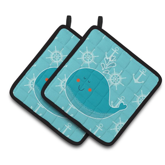 Whale with Anchors Pair of Pot Holders
