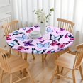thumbnail image 3 of Pink Butterfly Pattern Round Fitted Tablecloth with Elastic Edge,Dining Table Cover Waterproof,Outdoor Round Tablecloth for Camping,Dining,Indoor and Outdoor, 3 of 7