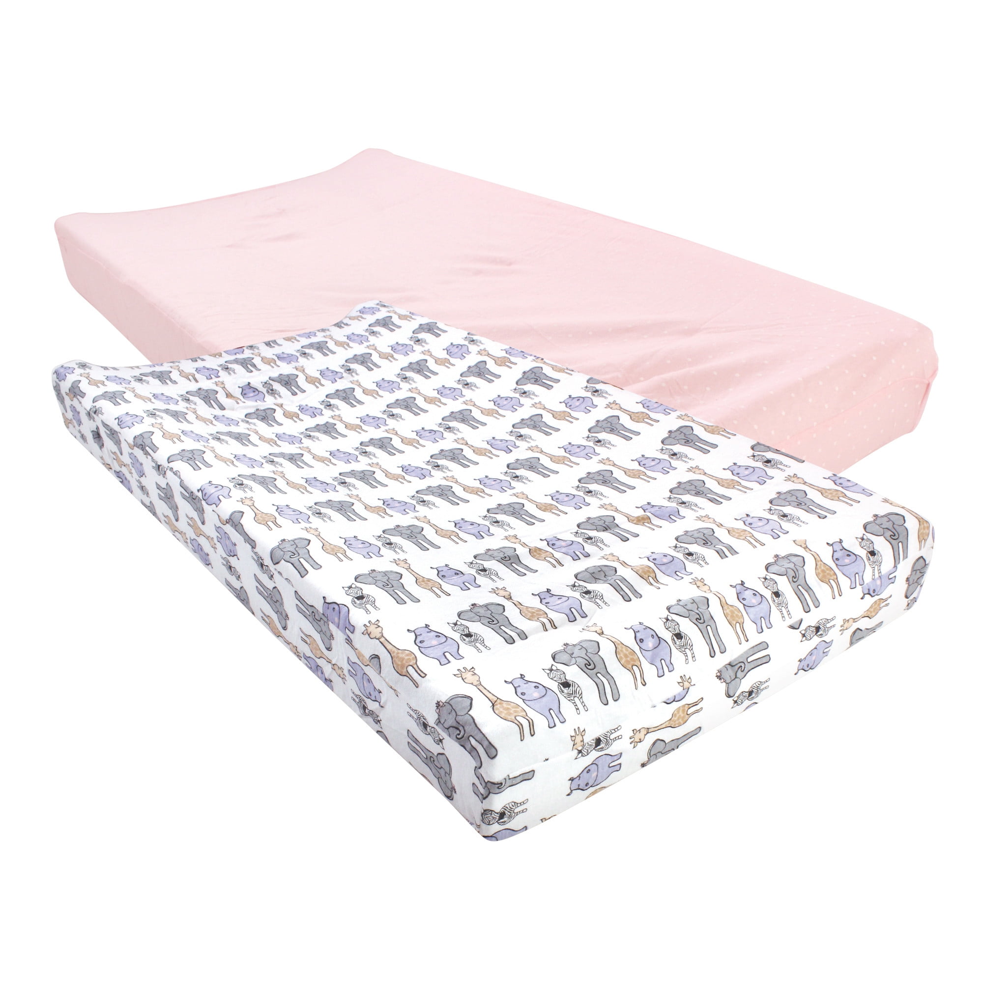 Hudson Baby Cotton Changing Pad Cover, Pink Safari, One Size Walmart
