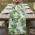 thumbnail image 4 of Summer Botanical Table Runner 108 Inches, Green Monstera Palm Leaves Wood Beige Bed Runner Dresser Scarves Tabletop for Indoor Outdoor Parties/Ceremony/Banquet, 13"x 108", 4 of 9