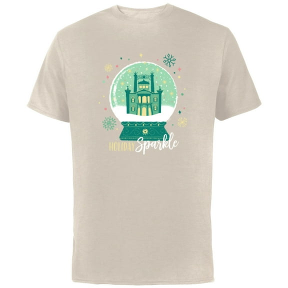 Disney Princess Tiana’s Palace Snow Globe Holiday Sparkle - Short Sleeve Cotton T-Shirt for Adults - Customized-Natural