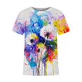 thumbnail image 4 of TSADFHJI Chemises pour Femmes Tendance Été 2024 T-Shirt Imprimé Col Rond Manches Courtes TG Violet, 4 of 5