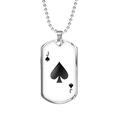 Ace of Spades Gambler Necklace Stainless Steel Or 18k Gold Dog Tag 24" Chain