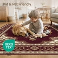 thumbnail image 4 of ODIKA 8'x10' Washable Area Rug Medallion With Floral Border And Ornate Scroll Motifs Vintage Oriental Refined for Dining Room, Large Office, Lounge, Non-Slip Chair-Friendly Mat, 4 of 7