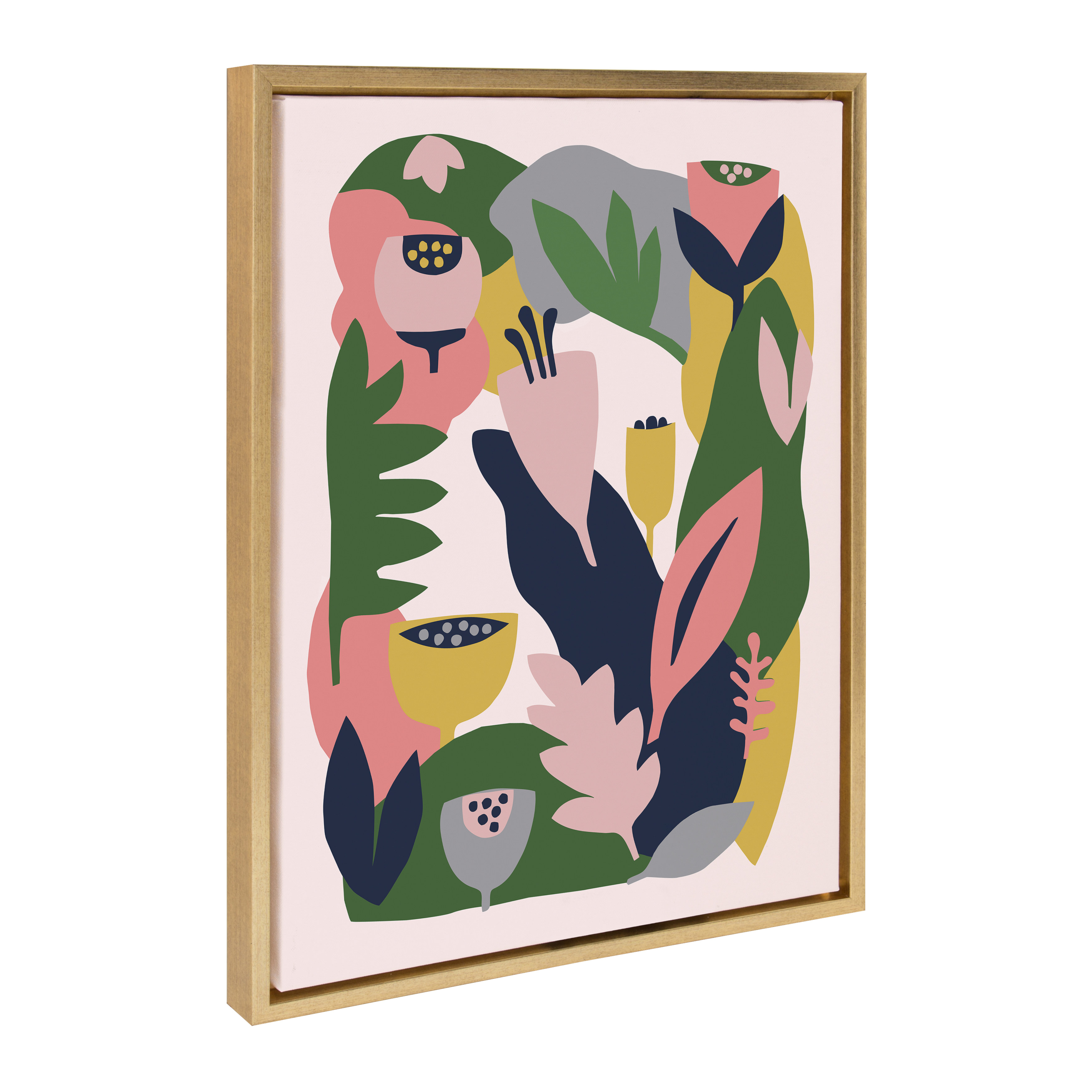 Kate and Laurel Sylvie Myriam's Garden Framed Canvas Wall Art By Myriam Van Neste, 18x24 Gold, Nature-Inspired Wall Decor