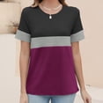 thumbnail image 5 of Rezuofi 1 Pcs Women’s T Shirts Short Sleeve Color Block Tops Casual Summer Fashion Tees, 5 of 7