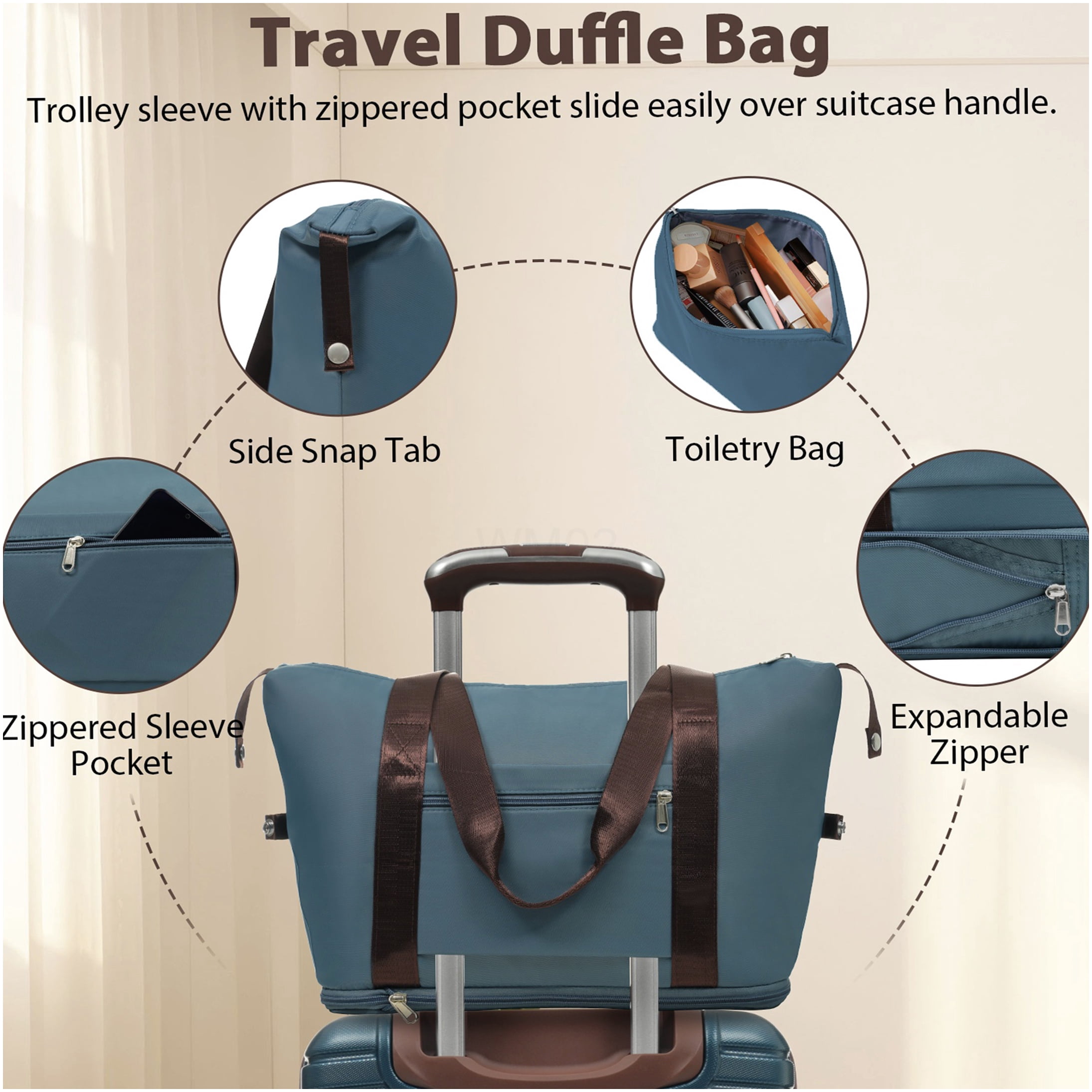 3 Piece Ink Blue ABS Hardshell Luggage Set with Spinner Wheels, TSA Lock, and Weekender Bag