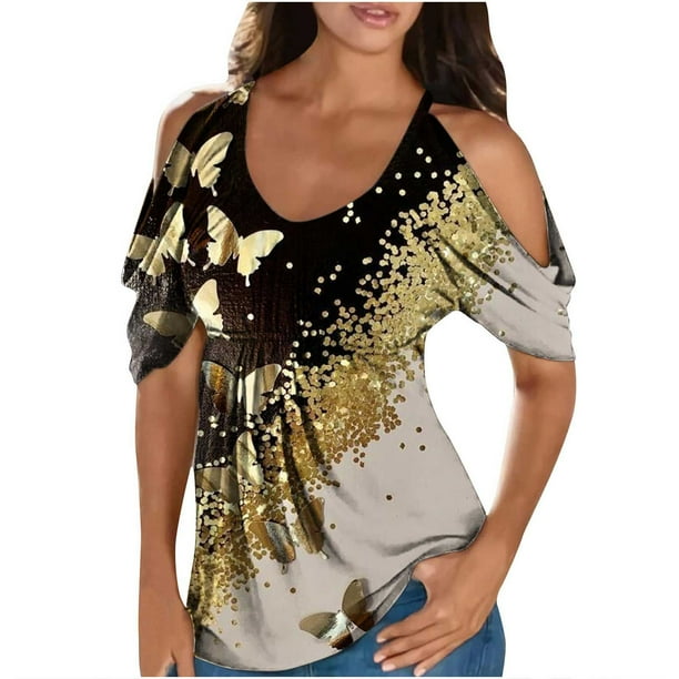 BVnarty Women's Babydoll Swing Tops Solid Color Short Sleeve Tees V Neck Shirts Comfort Summer Vintage Clothing 2023 Fashion