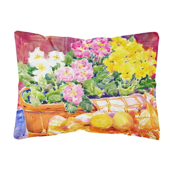Carolines Treasures 6061PW1216 Flower - Primroses Decorative Canvas Fabric Pillow 12H x16W multicolor