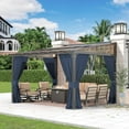 Gotland 10FTx12FT Outdoor WallMounted Hardtop Pergola, Metal Frame