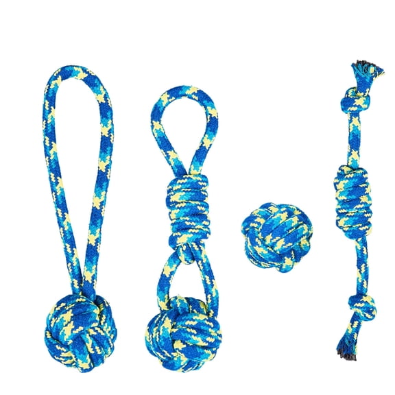 HAHA.PPCC Dog Rope Toys 4 Pack, Sturdy Cotton Chew Tug Ropes Indoor/Outdoor, Exercise Interactive Tug of War Toys Set for Boredom Small-Meidum Dogs