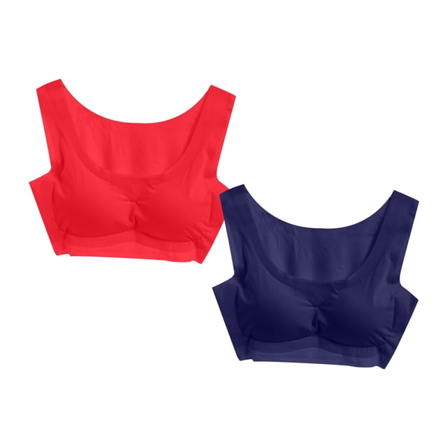 RKSTN Bras for Women Traceless Comfortable No Steel Ring High Elasticity Stretch 2PC Bras Solid Color Super Soft Breathable Gathering Plus Size Everydays Bras