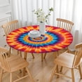 thumbnail image 3 of Colorful Tie Dye Concentric Circles Round Fitted Tablecloth with Elastic Edge,Dining Table Cover Waterproof,Outdoor Round Tablecloth for Camping,Dining,Indoor and Outdoor, 3 of 7