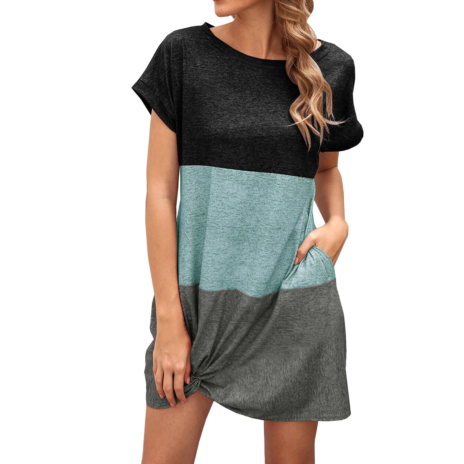 Mini Dresses Cotton Polyester Stitching Outdoor Girl Summer Dresses for  Women Summer Dresses - Walmart.com