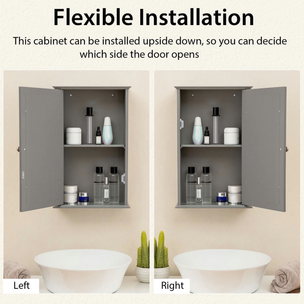 Finihen Bathroom Wall Cabinet, Wall Mounted Bathroom Mirror Cabinet, Bathroom Wall Cabinet with Single Mirror Door, for Bathroom, Gray Finihen Bathroom Wall Cabinet, Wall Mounted Bathroom Mirror Cabinet, Bathroom Wall Cabinet with Single Mirror Door, for Bathroom, Gray
