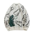 thumbnail image 3 of uikmnh Male Autumn and Winter Cartoon Dinosaur Couple Outfit Neutral Casual Loose Sweater Woman Versatile Round Collar Knit, 3 of 8