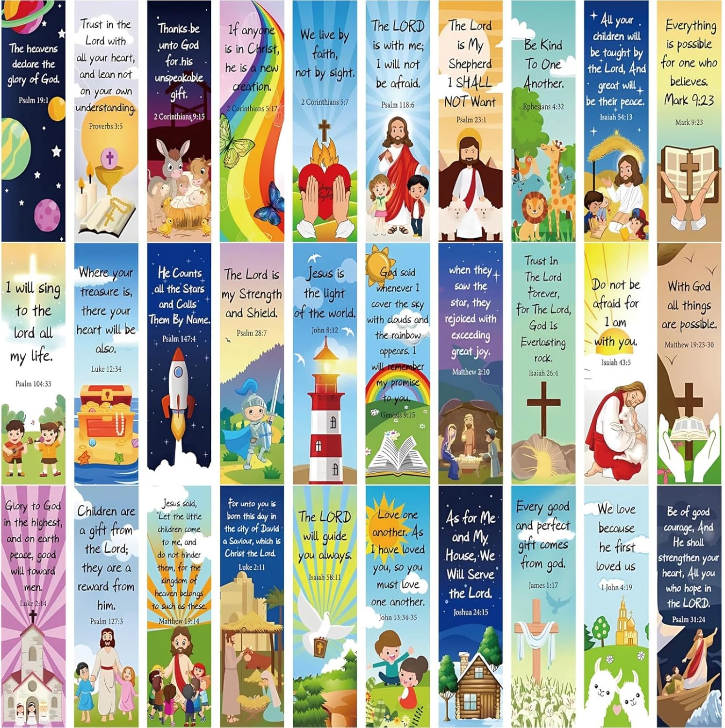 shiyou-30 Pcs Christian Scripture Bookmarks Bookmarks for Kids Church ...