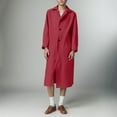 thumbnail image 2 of JUUYY Men's Trench Coat Casual Single Breasted Long Jacket Lightweight Cotton Solid Color Fashion Overcoat Wine M, 2 of 3