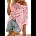 thumbnail image 1 of Top de Punto Calado de Corta con Cuello Redondo de Verano para Mujer, Rosa M, 1 of 4