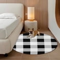 thumbnail image 3 of Black White Plaid Round Area Rug 3.3 FT, Non Slip Small Entryway Kitchen Mat, Spring Farmhouse Buffalo Checkered Washable Soft Circular Rug Non-Shedding Door Mat for Bathroom Playroom Kids Room, 3 of 9