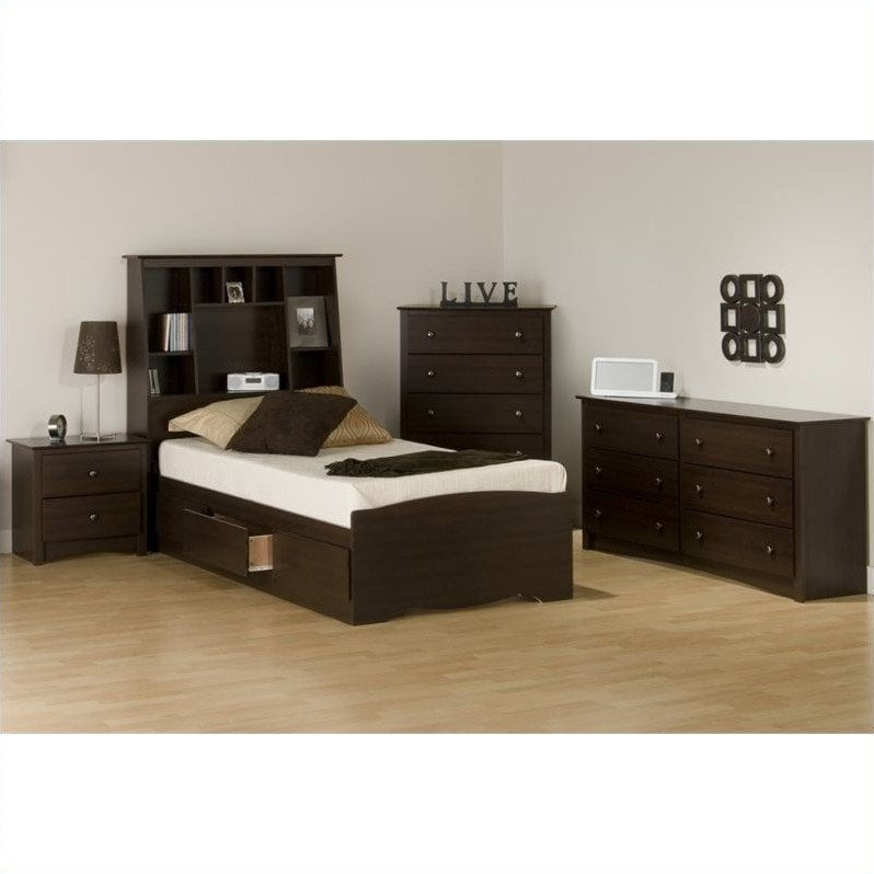 Prepac Fremont 4 Piece Tall Twin Bedroom Set In Espresso Walmart Com