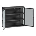 thumbnail image 4 of 27.56"Modern Wall Cabinet with Glass Doors, Bathroom Cabinet with Featuring Three-tier Storage for Entryway Living Room, Bathroom or Dining Room, Dark Gray, 4 of 7