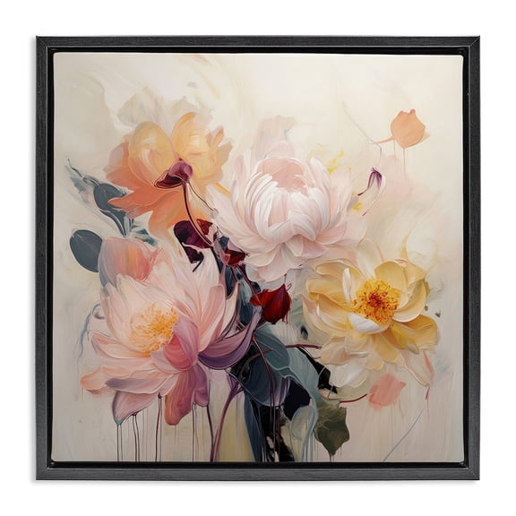 Stupell Industries Glam Elegant Blooming Dahlias Black Floating Frame Canvas Art, 18 x 18, by Irena Orlov