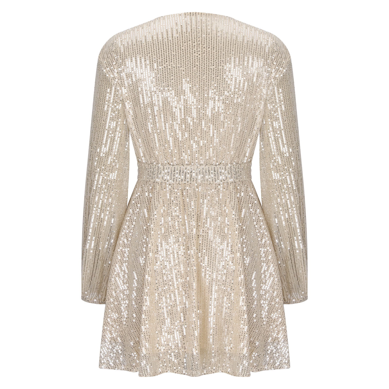 IROINNID Semi Formal Dress for Women Long Sleeve Wrap Dress Summer Beach Sequins  Dress V-neck Dress,Gold - Walmart.com
