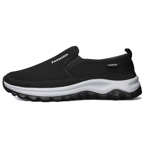 Men's Slip‑On Low Top Casual Walking Shoes, Fabric Upper Footwear with Curved Multi‑Tone Rugged Outsole for Daily Strolls and Light Travel Activities