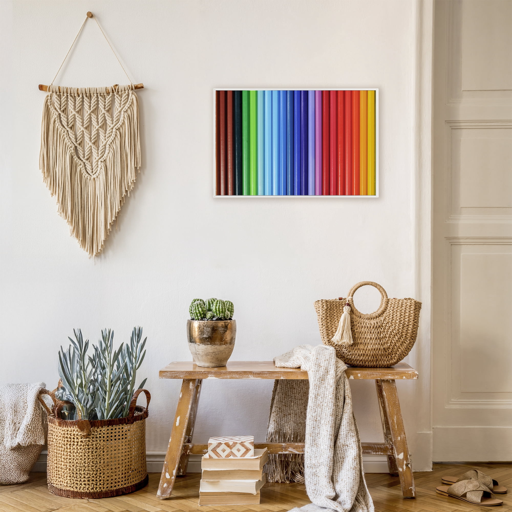 Stupell Industries Colored Pencil Lineup White Framed Giclee Art, design by Tom Quartermaine