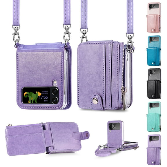 Crossbody Case Zipper Wallet Detachable Card Holder Case Cover For Samsung Galaxy Z Flip 4 5G