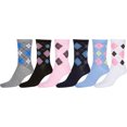 thumbnail image 1 of Sakkas Women's Fun Colorful Design Poly Blend Crew Socks Assorted 6-Pack - Pink Argyle - 9-11, 1 of 2