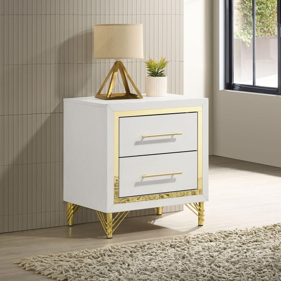 Wooden Nightstand Chesney White 2-drawer Nightstand Bedside Table,Modern Nightstand