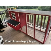 Red Wooden Chicken Coop with Run for 4-6 Chickens, Outdoor Waterproof Hen House