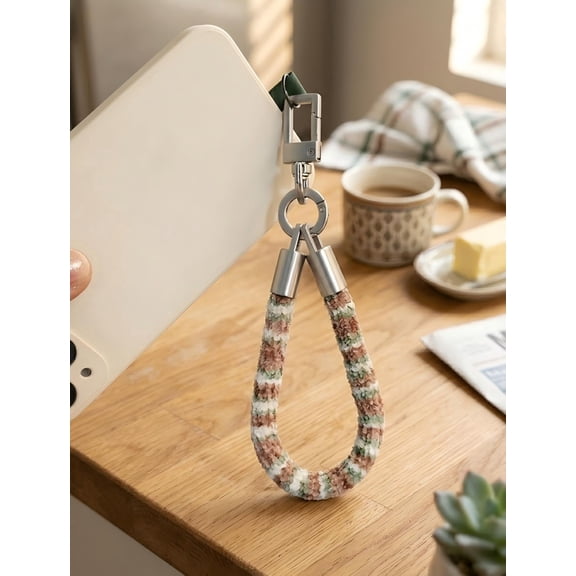 Plush Phone Wrist Strap for Women, Soft Fuzzy Phone Lanyard Wristlet with Secure Metal Clip, Anti-Drop Strap for Phone, Keys & Wallet, Cute Fashion Phone Accessory