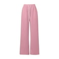 thumbnail image 5 of SNKSDGM Women's Plus Wide Leg Sweatpants Women Petite Low Rise Womens Sweatpants Tall Length Women's Casual Solid Color Lace up Straight Leg Sports Slacks2, 5 of 6